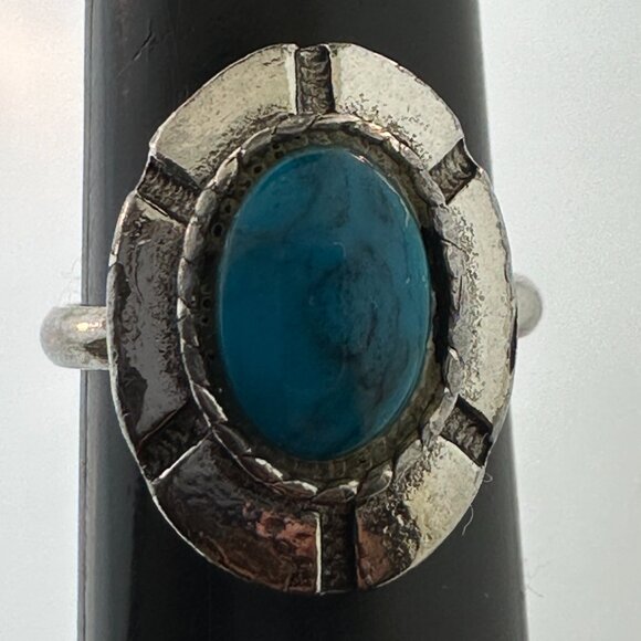 925 Sterling Silver Oval Turquoise Ring - Size 5.5, 3.54 g - Picture 7 of 7